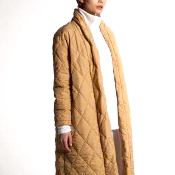 CYH Longline Diamond Quilted Puffer Coat in Camel / Tan - Picture 2 of 4